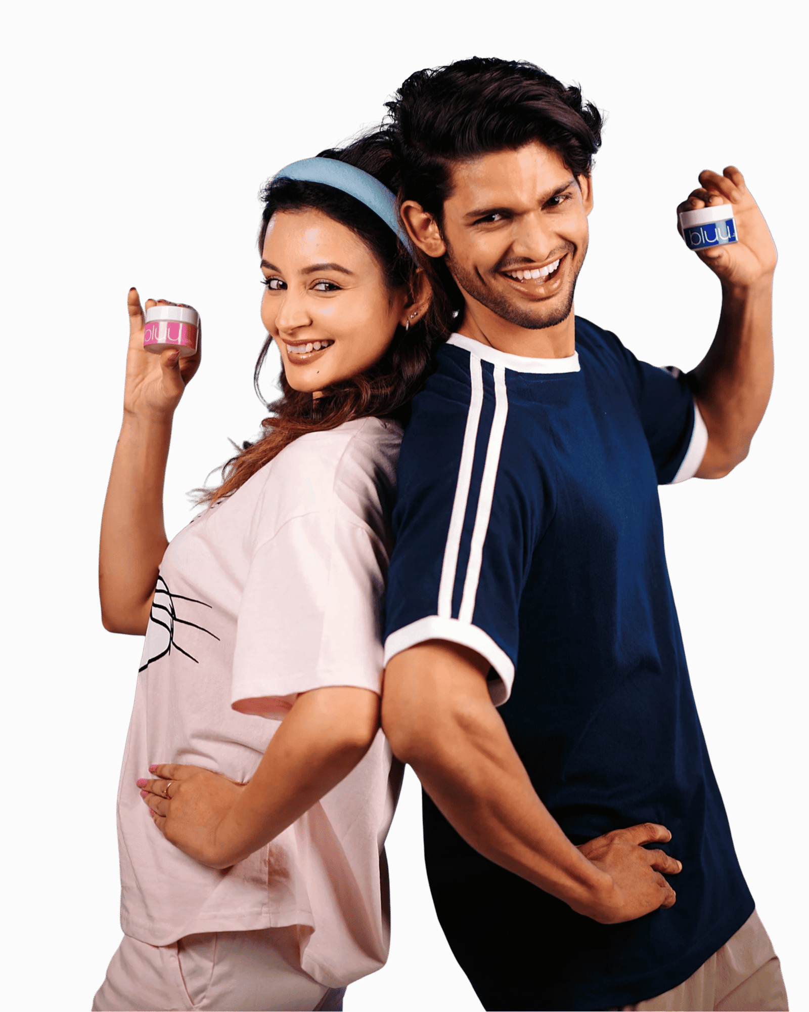 Indian couple using Bluu face cream - men's and women's skincare products